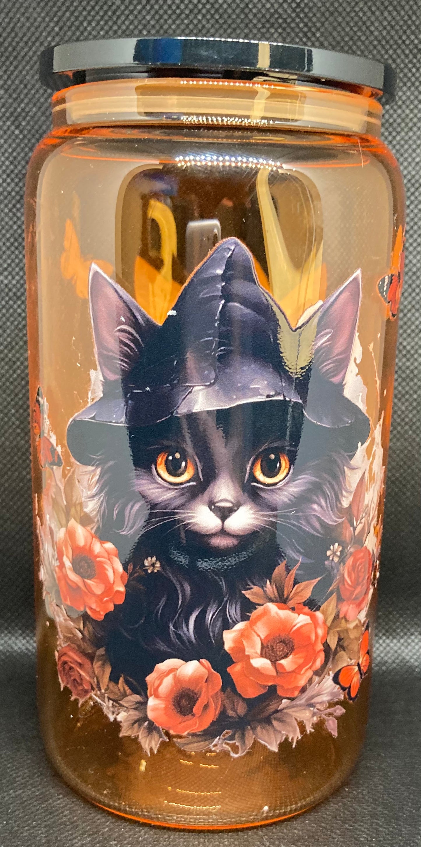 Black Cat - Orange Glass