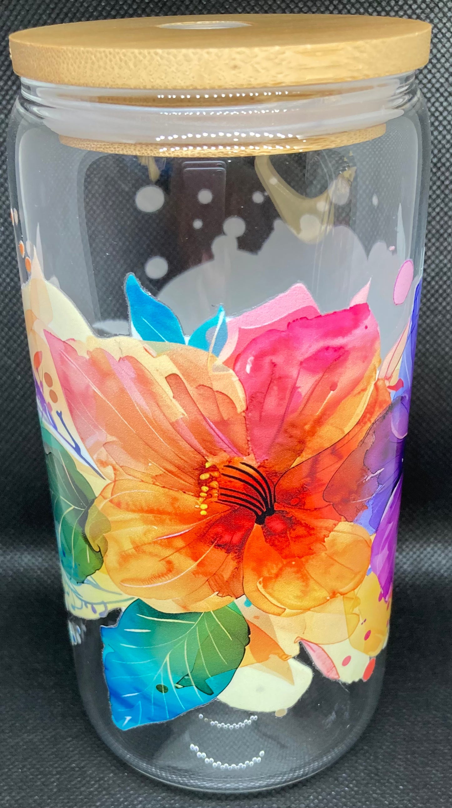 Watercolor Flowers - Clear Glass