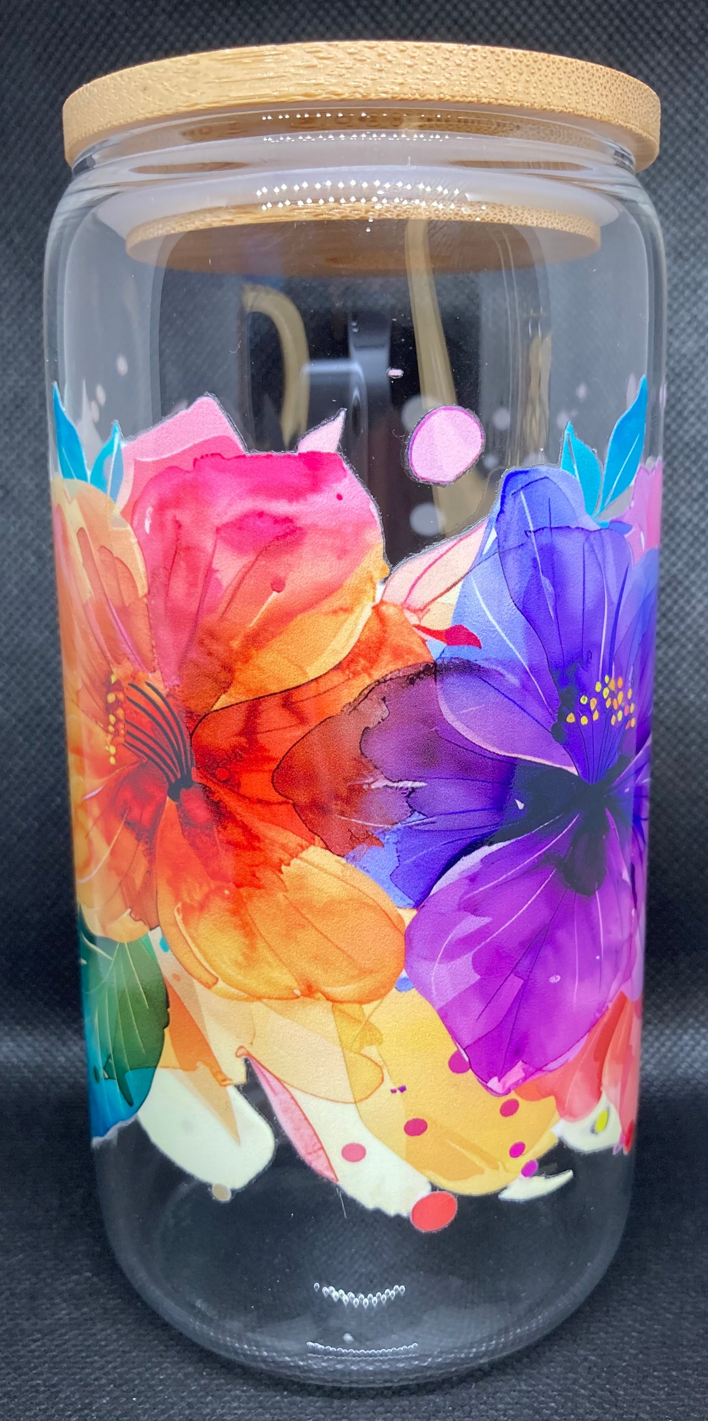 Watercolor Flowers - Clear Glass