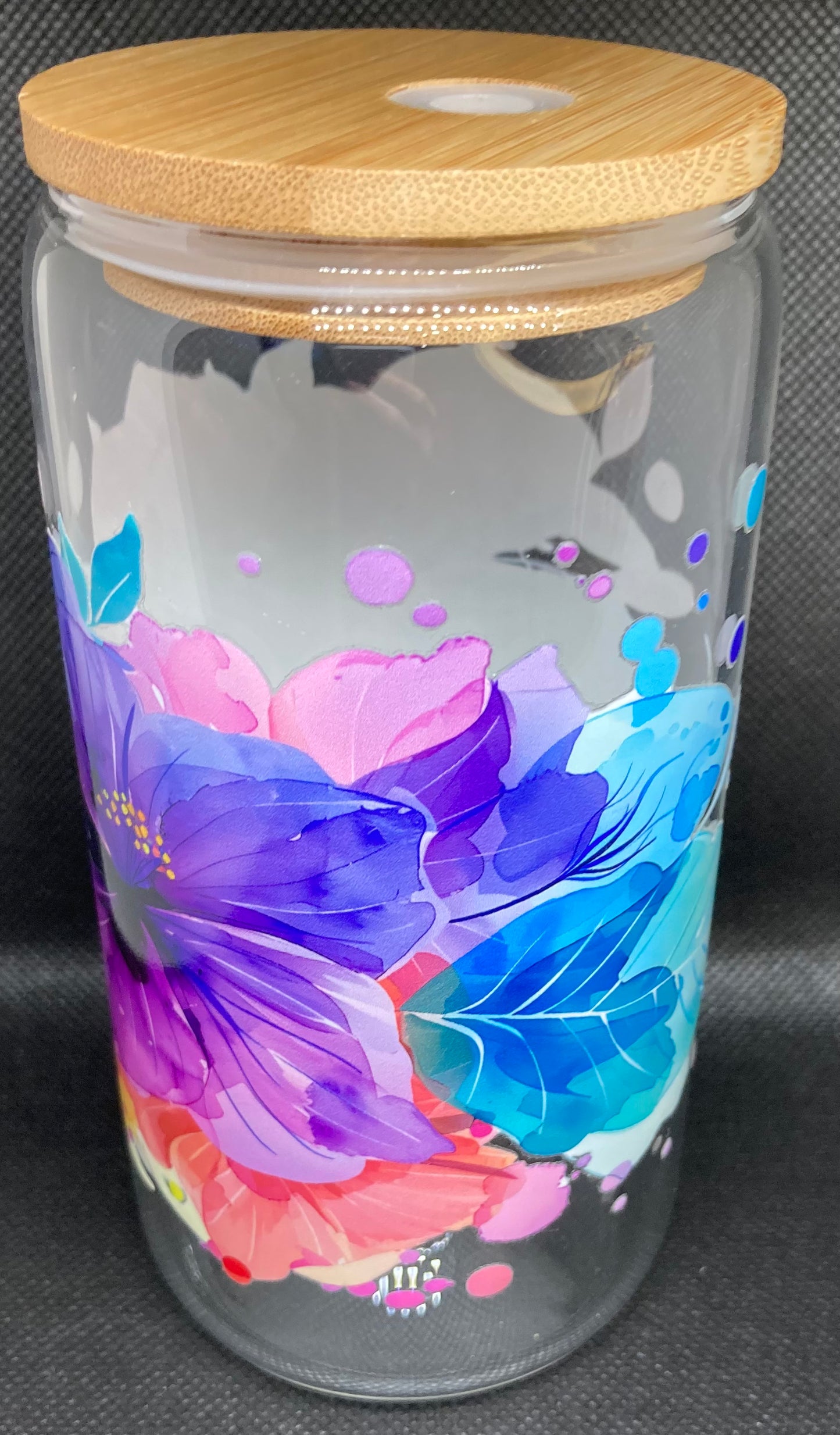 Watercolor Flowers - Clear Glass